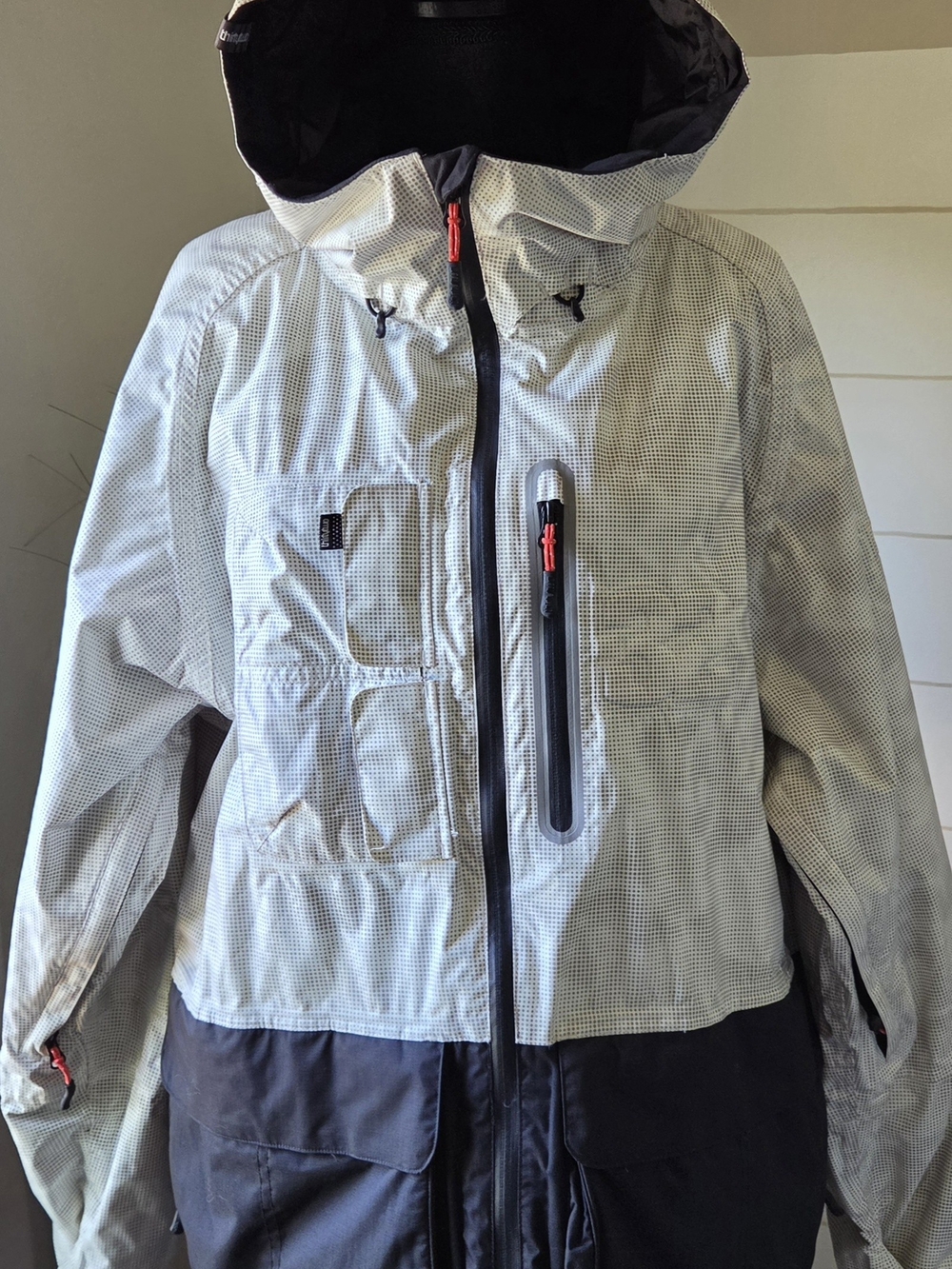 ThirtyTwo Merc Rider Driven White Grid Tech Hooded Winter Ski Snowboard Jacket L